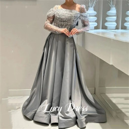 Lucy Grey Products Блестящая ткань Вечернее платье Вечерние атласные платья Gala Robe De Soiree Femmes Вечерние платья по индивидуальному заказу