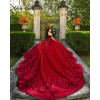 Роскошное красное бальное платье принцессы Quinceanera, платья из бисера и цветов, аппликации, кристаллы, вечеринка по случаю дня рождения для 15-го девочек по индивидуальному заказу