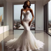 Элегантное кружевное свадебное платье русалки по индивидуальному заказу, роскошный халат невесты, вечернее платье, корсет на тонких бретельках, Vestido De Novia