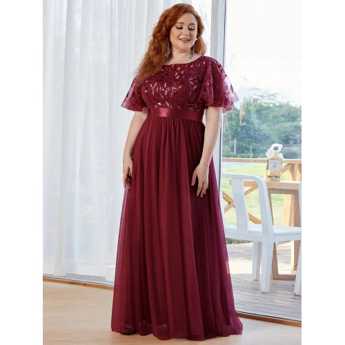 Женское блестящее вечернее платье, длинное ТРАПЕЦИЕВИДНОЕ ПЛАТЬЕ с круглым вырезом и коротким рукавом, длинные официальные платья, новинка 2023