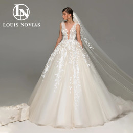 LOUIS NOVIAS Свадебные платья для женщин Элегантное свадебное платье без рукавов с открытой спиной и вышивкой бисером Vestidos De Novia