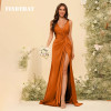 Findthat женские платья подружки невесты без рукавов с v-образным вырезом и рюшами из шелкового атласа на молнии вечернее платье для выпускного вечера платья с разрезом по бокам