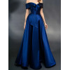 Новые платья для выпускного вечера для женщин, простые атласные платья с открытыми плечами длиной до пола, трапециевидной формы с драпировкой, вечерние, элегантные, 2023, для торжественных случаев
