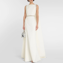 Новое платье для выпускного вечера цвета слоновой кости 2025, выполненное на заказ платье без рукавов с вырезом лодочкой и скользящим шлейфом, вечернее платье с кристаллами и русалкой для женщин