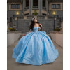 Небесно-голубое бальное платье Quinceanera, жемчуг, цветы, аппликации из бисера, милое платье 16, Vestidos De 15 Años, 2025 г., по индивидуальному заказу
