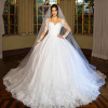 Flavinke Индивидуальное арабское бальное платье Свадебные платья 2025 Vestido De Noiva Прозрачное свадебное платье с круглым вырезом и длинными рукавами с аппликацией