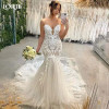 LORIE Boho Русалка Свадебные платья Кружевное платье трапециевидной формы с открытой спиной и милой аппликацией Платье невесты Vestidos de novia по индивидуальному заказу