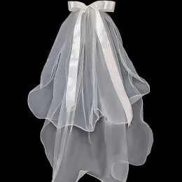 Реальное изображение фаты с бантом 0,8 м Vestido De Noiva Longo, свадебная фата цвета слоновой кости, белая фата с бесплатным расческой