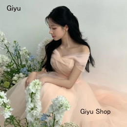 Giyu сказочное розовое корейское свадебное платье для фотосессии с открытыми плечами вечернее платье до пола платье для дня рождения платье на заказ
