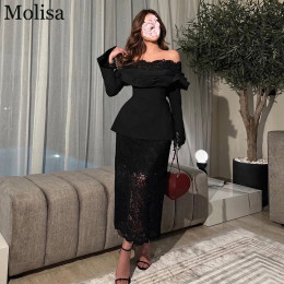 MOLISA Black Lace Modern Formal Occasion Dresses Mermaid Customized Off the Shoulder Sexy Evening Party Gowns فساتين الحفلات