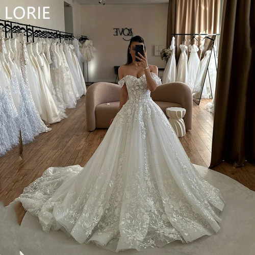 LORIE трапециевидное кружевное аппликация сексуальное свадебное платье с открытыми плечами милое свадебное платье с открытой спиной платье невесты по индивидуальному заказу 2025