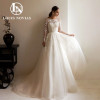 LOUIS NOVIAS Свадебные платья трапециевидной формы для женщин, изысканное кружевное свадебное платье с вышивкой бисером и длинными рукавами, Vestidos De Novia