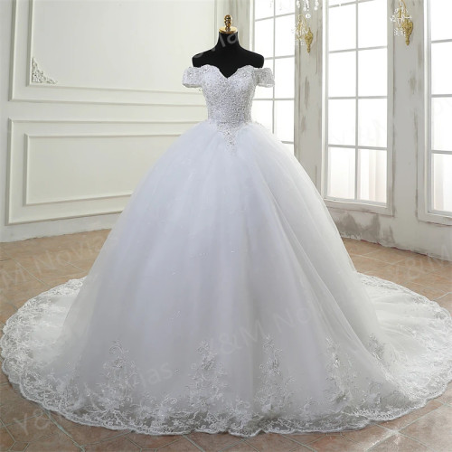 Новинка Y&M Novias Стиль пола или шлейфа с открытыми плечами вышивка милое белое свадебное платье Индивидуальный размер бальное платье