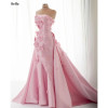 Bella Pink Straples Robes De Soirée 3D цветы Русалка со съемным шлейфом Пром платья без рукавов Свадебное платье по индивидуальному заказу 2024
