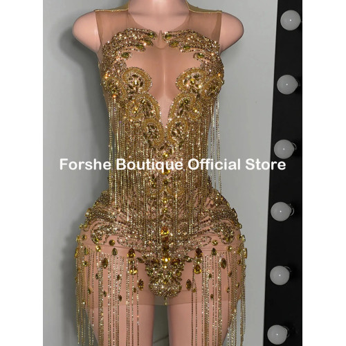 Роскошные наряды на день рождения Gold Diamond See Through Vestidos De Graduación Короткие вечерние платья Женские платья для коктейлей