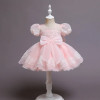 Летнее платье принцессы для дня рождения для девочек, элегантное свадебное банкетное платье с большим бантом, детское платье на день рождения для девочек 3-10 лет