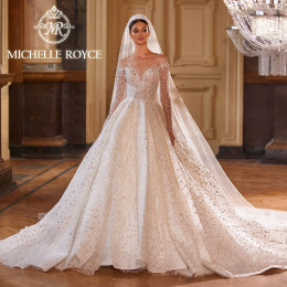 Роскошное бальное платье Michelle Royce, свадебные платья для женщин, блестящее Бисероплетение, принцесса, стиль невесты