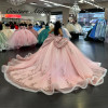 Изысканное розовое милое платье Quinceanera 16, корсет со стразами, аппликация, бальное платье с бантом, платья xv años nuevos, индивидуальное