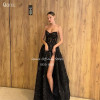 Qanz черные кружевные платья Vestidos De Fiesta Elegantes с высоким разрезом и открытой спиной, вечерние платья для выпускного вечера, вечерние платья, женские платья по индивидуальному заказу