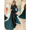 Sansa Gliiter Mermaid فساتين السهرة With Satin Tail Sequins Prom Dress Элегантное платье с высоким воротником и длинными рукавами «рыбий хвост» Vestidos De Noche