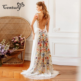 Robe de Mariee, красочное свадебное платье с вышивкой, женское свадебное платье с открытой спиной и цветочным принтом, Vestidos de Novia по индивидуальному заказу
