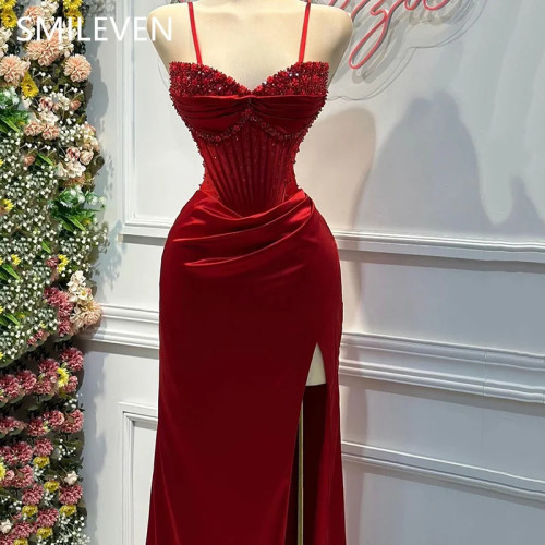 Smileven красное сексуальное блестящее платье для выпускного вечера с аппликацией по бокам милые вечерние платья подарок на день рождения по индивидуальному заказу 2025