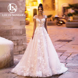 Романтическое свадебное платье LOUIS NOVIAS для женщин, с открытыми плечами и открытой спиной, с аппликацией сердечком, свадебное платье, платья для невесты