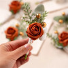 Оранжевая бутоньерка для жениха, шафера, жениха, искусственные цветы для свадебной церемонии, осень, винтаж, деревенский брак, выпускной