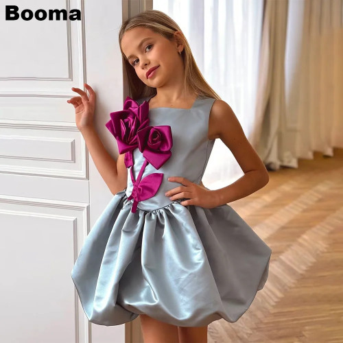 Booma мини-платья с цветочным узором для девочек, короткие платья для свадебной вечеринки для девочек, бальные платья выше колена без рукавов с 3D цветами по индивидуальному заказу