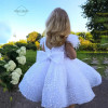 BABYONLINE белые платья с цветочным узором для девочек для детей, блестящие бусины, бант с перьями, вечернее бальное платье принцессы для причастия, пачка для малышей