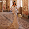 LORIE BOHO Тюлевые свадебные платья Русалка без бретелек с длинными рукавами и кружевными аппликациями, платье для выпускного вечера невесты, 2025 шикарные свадебные платья по индивидуальному заказу
