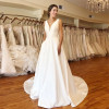 Осеннее свадебное платье Vestidos Novias Boda по индивидуальному заказу, атласные свадебные платья, прозрачный халат Hochzeitskleid Bestidos Para bodas, сексуальное платье цвета слоновой кости