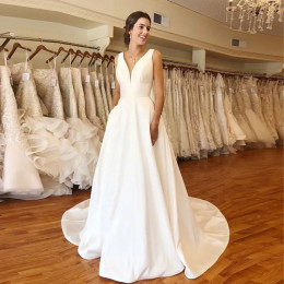 Осеннее свадебное платье Vestidos Novias Boda по индивидуальному заказу, атласные свадебные платья, прозрачный халат Hochzeitskleid Bestidos Para bodas, сексуальное платье цвета слоновой кости
