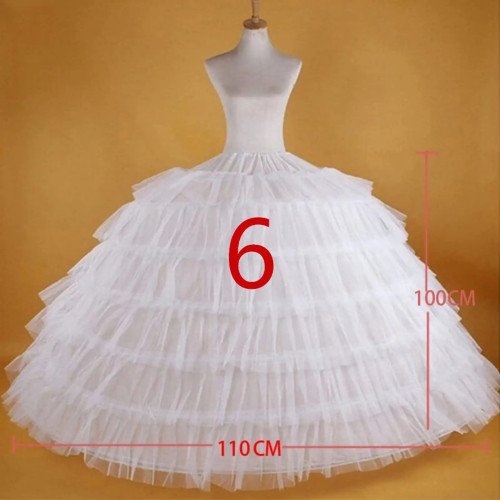 Свадебная подъюбник, 6 обручей, белое платье для Quinceanera, супер пушистая кринолиновая скользящая Нижняя юбка для бального платья
