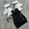 FATAPAESE Индивидуальное платье для матери невесты с настоящей фигурой, обнимающее эластичную ткань, подробное вечернее платье с пуговицами и бантами