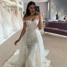 LORIE винтажное свадебное платье русалки с 3D цветами, блестящее свадебное платье со съемным шлейфом в форме сердца, платье принцессы невесты по индивидуальному заказу
