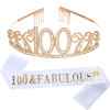 100 с лентой, для дня рождения, женский, черный, белый, золотистый