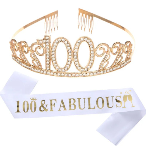 100 с лентой, для дня рождения, женский, черный, белый, золотистый