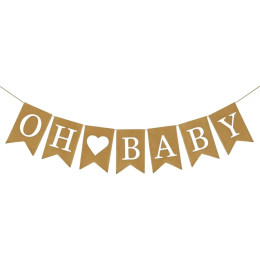 Баннер из мешковины Oh Baby для украшения детского душа и вечеринки с определением пола
