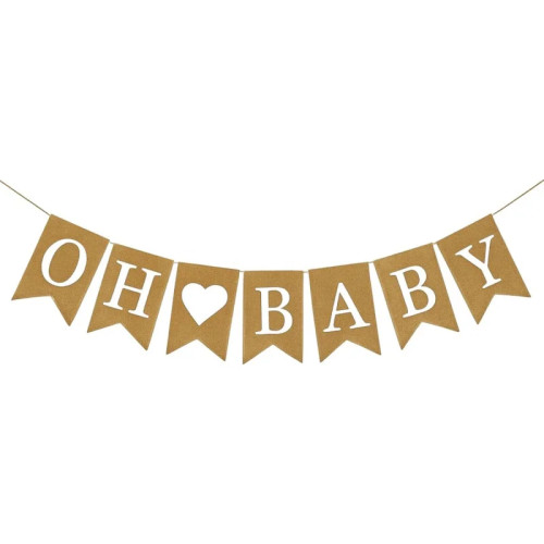 Баннер из мешковины Oh Baby для украшения детского душа и вечеринки с определением пола