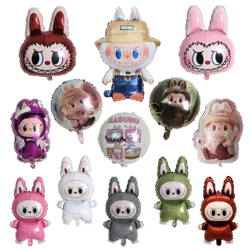 Милый мультфильм Labubu Bubble Mart тематический воздушный шар из фольги для маленьких детей украшения для дня рождения детский душ воздушные шары