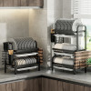 Сушилка для посуды 3-уровневая компактная кухонная полка для посуды Набор сливных досок Большая нержавеющая сушилка для посуды с держателем для посуды Кухонные стеллажи