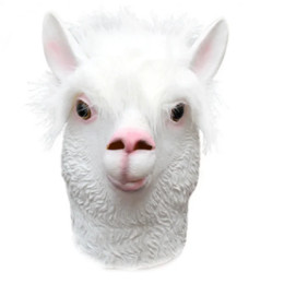 Милые белые латексные маски альпака в виде животных для Хэллоуина, карнавала вечерние, костюмы для косплея, реквизит для Маскарадного платья