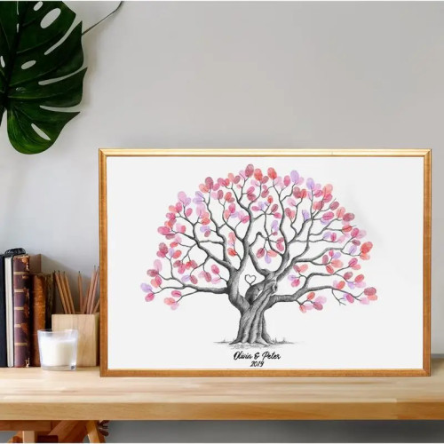 Персонализированное дерево с отпечатками пальцев, холст, свадебная гостевая книга, креативный постер, свадебный подарок, подпись, свадебный сувенир для декора вечеринки