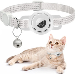 Для Air Tag Pet Ошейник для кошек и собак, Светоотражающий ошейник для котенка с держателем Airtag и колокольчиком для девочек-хлопчиков и кошек, безопасный отрывной