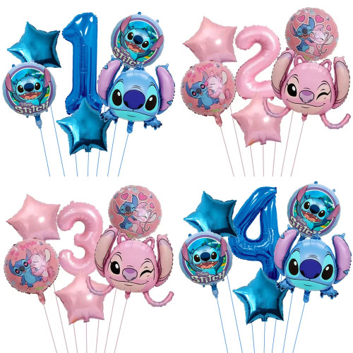 1 комплект воздушных шаров для тематической вечеринки Disney Lilo&Stitch, набор воздушных шаров из алюминиевой фольги для мальчиков и девочек, игрушки для украшения дня рождения