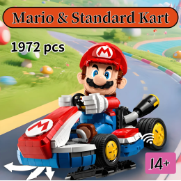 Miniso New 72037 Mario Standard Kart Классическая игра Гоночный автомобиль Модель Строительные блоки Городской автомобиль Сборка игрушек для детей Подарки для взрослых