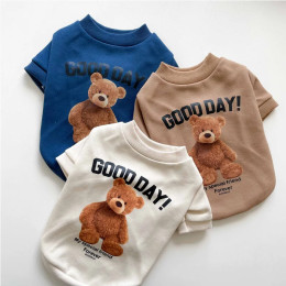 Осенняя тонкая одежда для маленьких собак, рубашка с принтом медведя, свитшот для щенка чихуахуа, одежда для французского бульдога, костюм для кошки и собаки