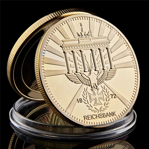 Немецкий аккумулятор Eagle Cross Reichs Bank 1872 года, Золотая пластина 999/1000, Реплика существа, жетон, вызов, сувениры, значок для монет, коллекционные предметы