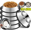 Stainless Steel Dog Cat Food Bowl Pets Quality Metal Pawprint Feeder Non-slip Pet Feeding Container with Rubber Base Accessories